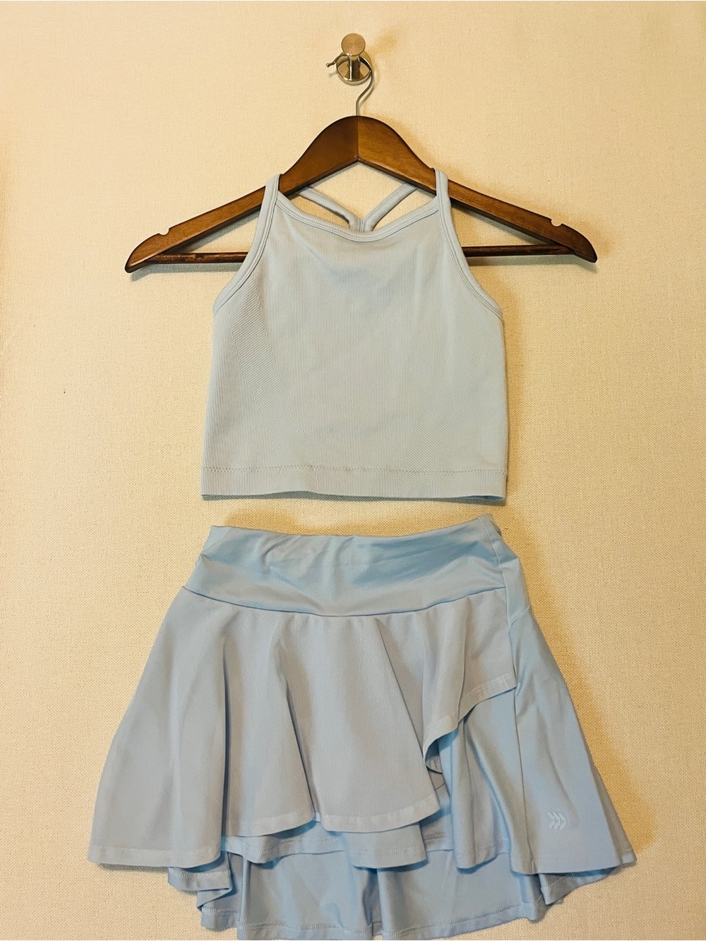 Light Blue Girl’s Active Crop Tank and Skirt Set